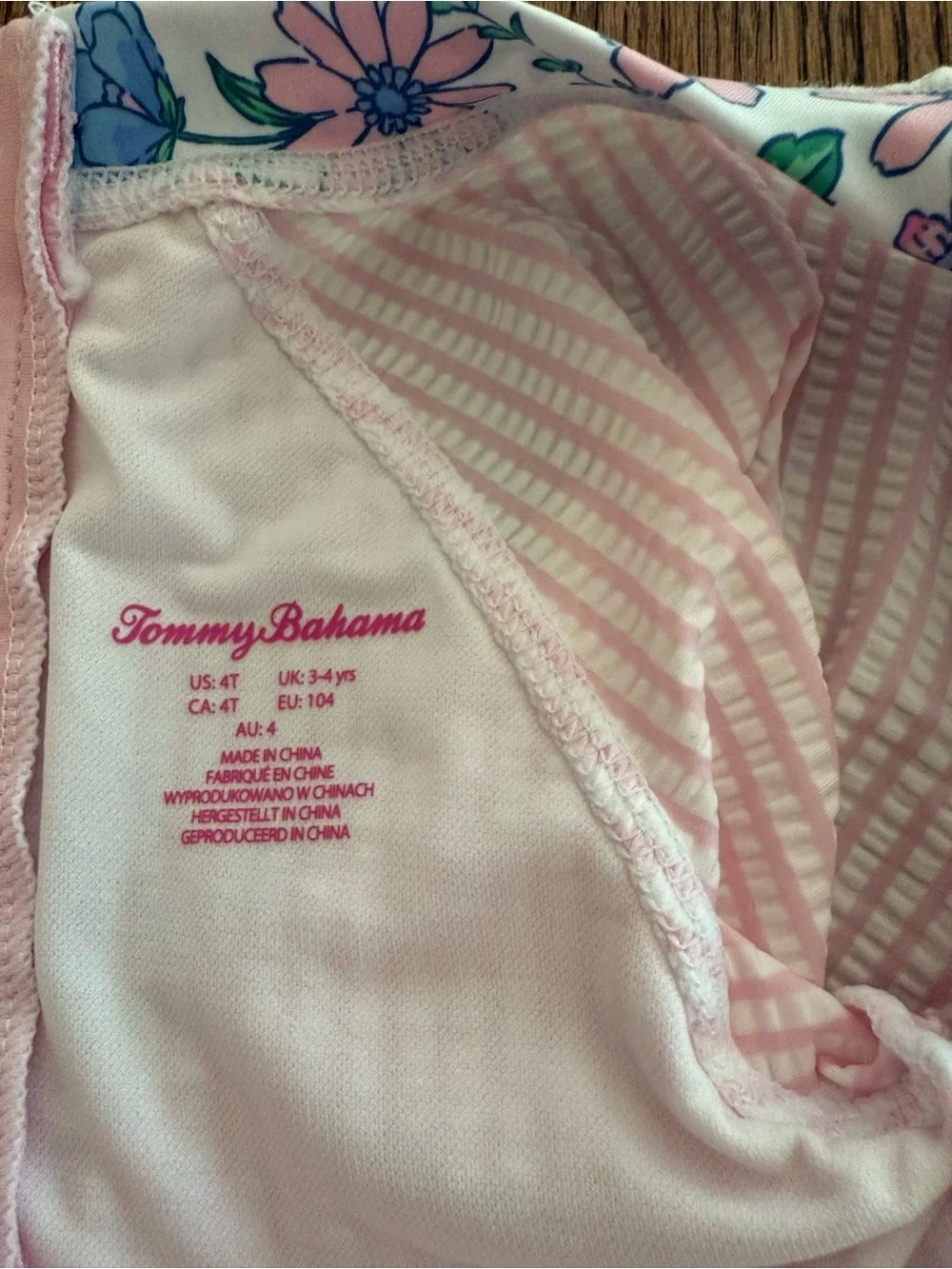 Tommy Bahama Light Pink Striped Long Sleeve One-Piece